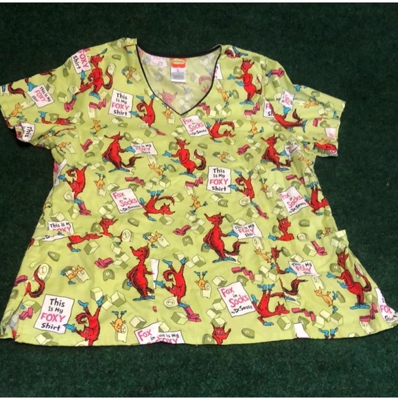 Dr. Seuss Fox In Socks Scrub Top - Picture 1 of 11